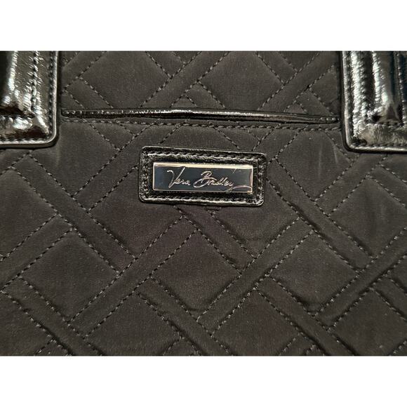Vera Bradley Black Quilted Shoulder Bag with Colorful Interior - Picture 2 of 7